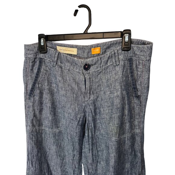 Pilcro & The Letterpress Womens Chambray Wide-Leg Pants Size 8 - Picture 2 of 12